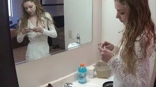 Princess Applying my Blue Makeup