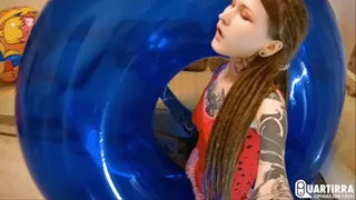 Q349 Ava rides and deflates giant inflatable tube
