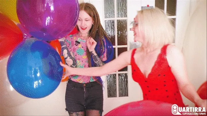 Q155 Ava and Lilu pop each other's balloon bunches