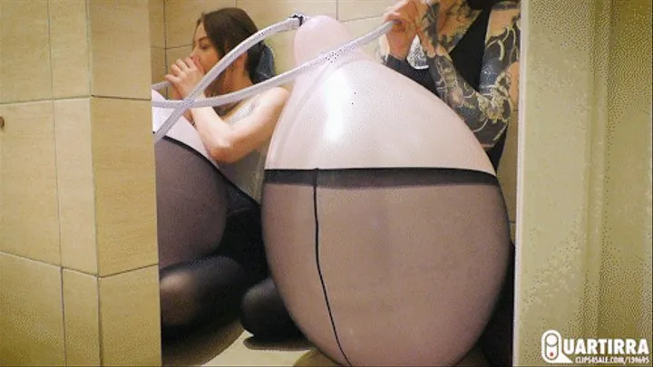 Q240 Ava and Leya blow 18'' balloons to pop in each other's tights