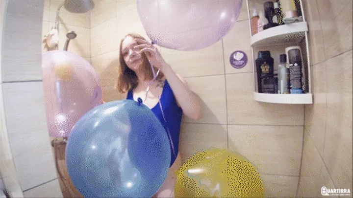 Q584 Kira nailpops a bunch of balloons in the shower - 2K