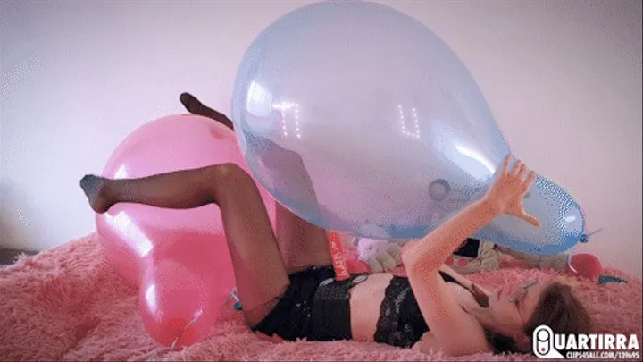 Q915 Cosette loves penetrating her tight RX24 balloons with Strapop