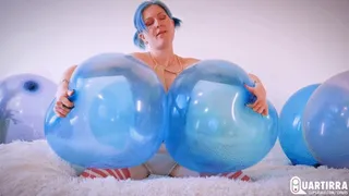 Q863 Stashia squeezes and pops her giant balloon boobs again and again