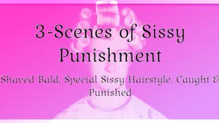 3-Scenes of Sissy Punishment | Shaved Bald, Special Sissy Hairstyle, Caught & Punished