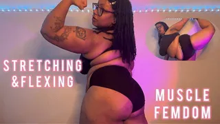 Muscle Fat Femdom Stretching + Flexing in black