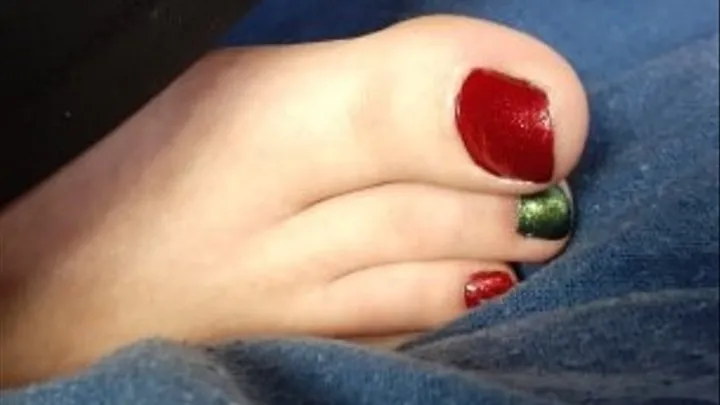 Lana's Christmas Toes Covered In Cum