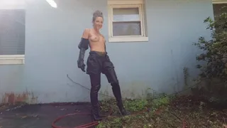 Cuckholding sex, PVC, rubber, leather boots and pee fetish - Blake Video 12