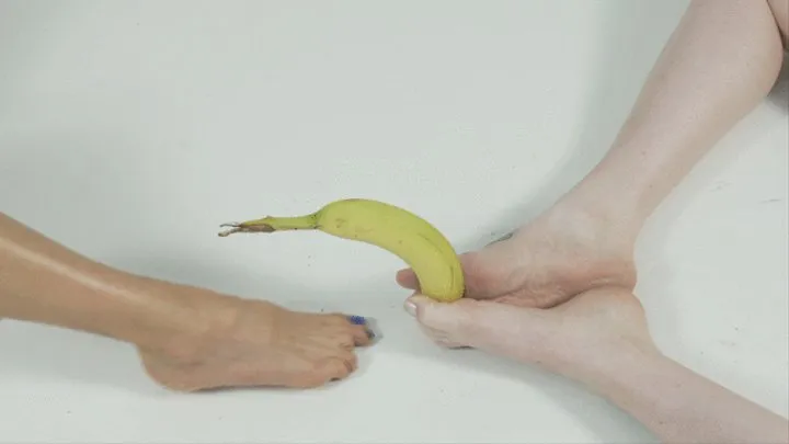 Sensual girl girl banana peel