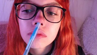 Pinching my nose with a pen