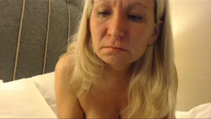 Topless with miserable cold, stuffy nose, nose blowing, slimy snot, and nostril closeups in hotel room