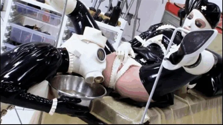 White and black rubber lesbians in latex clinic and the wet speculum fuck