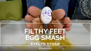 Squeezing, smashing, stomping eggs with my perfect feet and toes (For fans of slosh and dirty foot fetishes!) by Evelyn Storm
