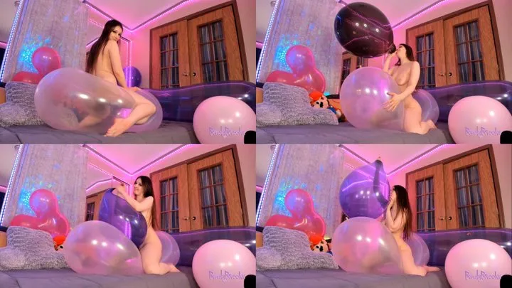 B2P 16" Black and Purple Uniques With Some Clear Balloon Bouncing