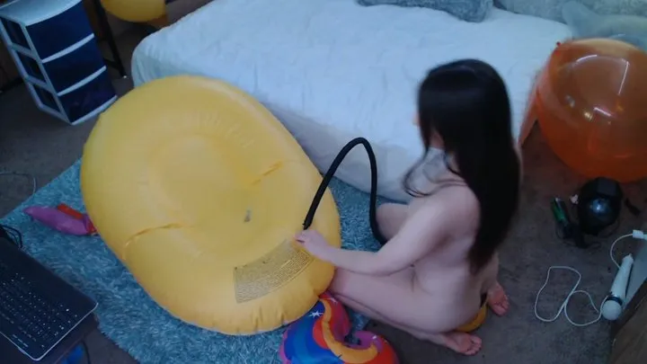 Inflating My Unicorn Pool Raft With My Booty on My Foot Pump (Non-Pop)