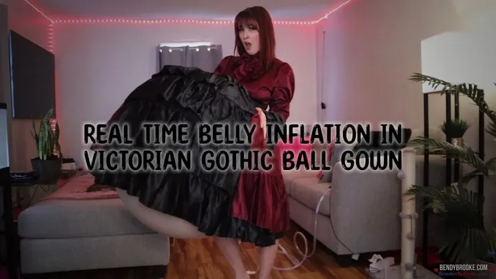 Real Time Belly Inflation in Victorian Gothic Ball Gown