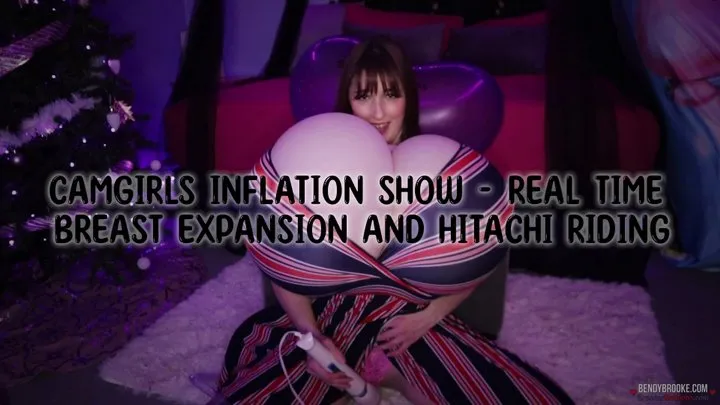 Camgirls Inflation Show - Real Time Breast Expansion and Hitachi Riding