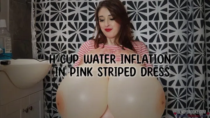 H Cup Water Inflation in Pink Striped Dress