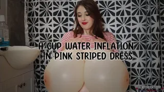 H Cup Water Inflation in Pink Striped Dress