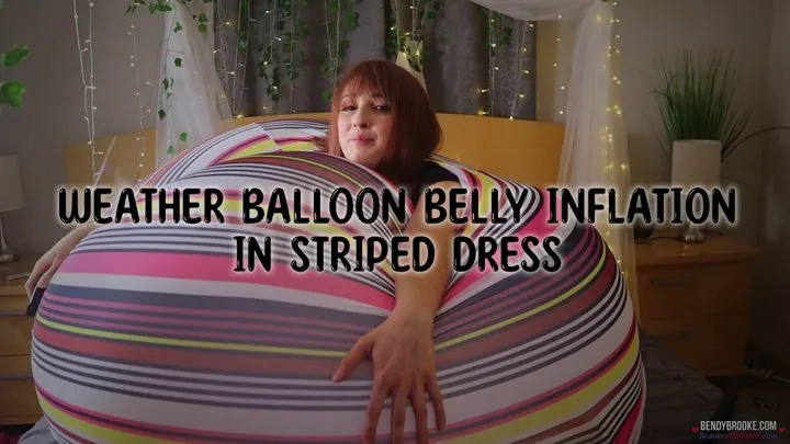 Weather Balloon Belly Inflation in Striped Dress