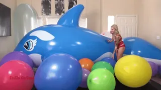 5MM MASSIVE INFLATABLE WHALE & BALLOON DESTRUCTION! LESBIAN SEX & SQUIRTING