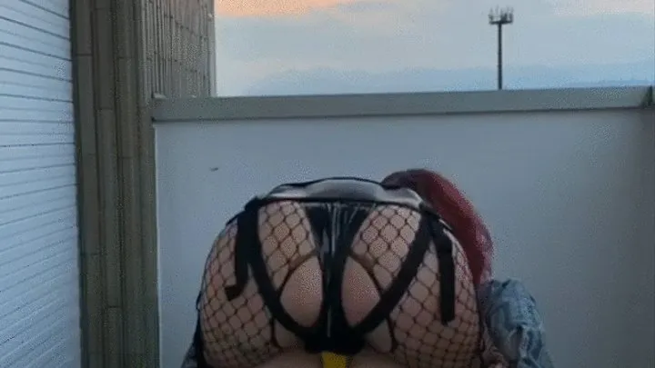 Mistress Red Devil Outdoor Strapon Fucking Pegging Anal in Terrace