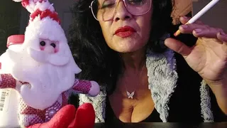 Smoking with Santa Mrs Santa and tiny Santa relieve holiday stress with a smoke break