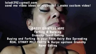 GASSY GIANTESS VORE Farting & Burping Crunchy Toast Eating Buying and Farting in your Face Hairy Ass Spreading REAL STINKY MILF FARTS & Burps upclose Crunchy Asmr Eating mkv