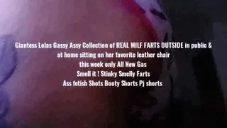 Giantess Lolas Gassy Assy Collection of REAL MILF FARTS OUTSIDE in public & at home sitting on her favorite leather chair this week only All New Gas Smell it! Stinky Smelly Farts Ass fetish Shots Booty Shorts Pj shorts mkv