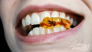 6 gummy bears crushed with my teeth