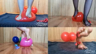29 balloons pops barefoot and in stockings