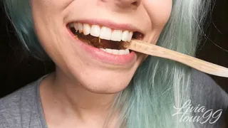 Crushing bamboo toothbrush with my teeth