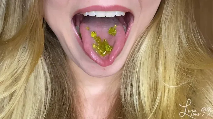 Gummy bears chewing