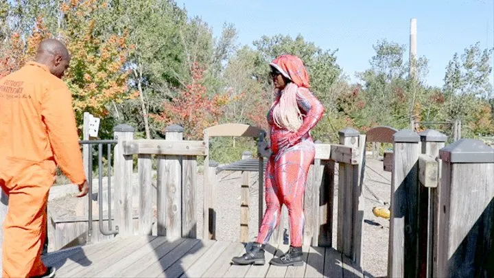 Spiderwoman tramples prisoner