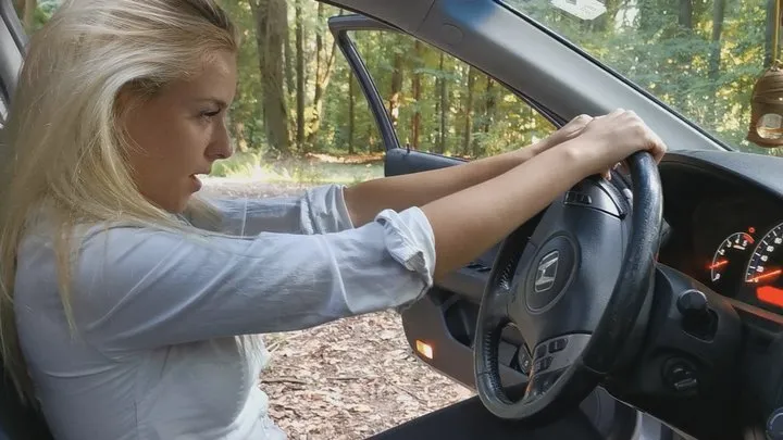 Business woman hard revving Honda CUSTOM