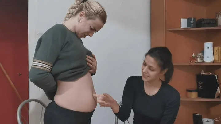 Nastya stretching belly while studying CUSTOM