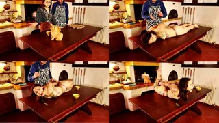 Master Ceff - Clementine hogtied and oiled on table