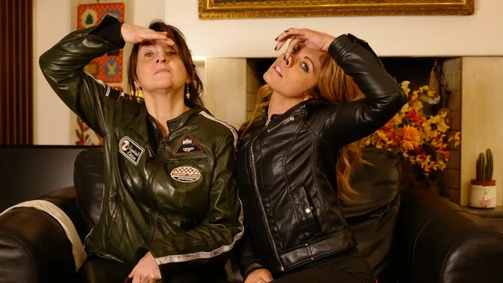Alba and Layla - We love our leather jackets II - payback time