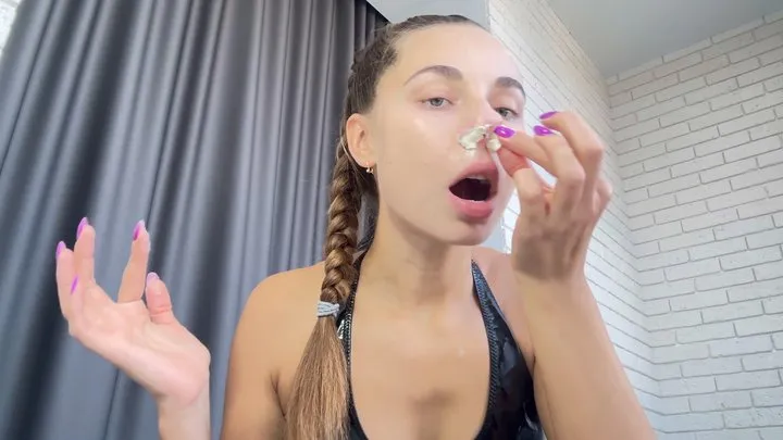 Fucking nose with butter and tampons (part 4) (custom video)