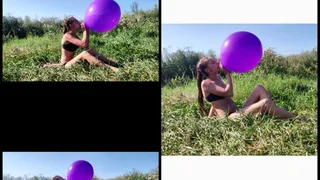 B2P in the field with a purple balloon