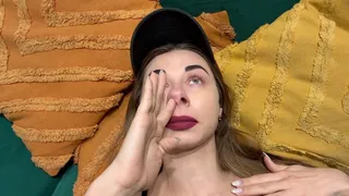 Girl pick her nose and make sexy nose wiping (custom video)