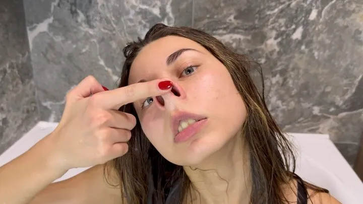 Flattened nose in the bathroom (custom video fragment)