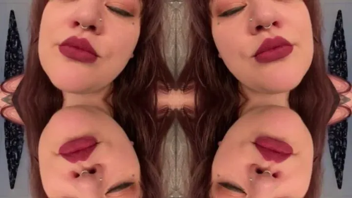 Full lips, lipstick, kisses, lick and suck