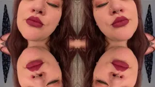 Full lips, lipstick, kisses, lick and suck