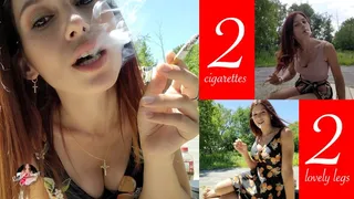 2 Cigarettes on a Picnic Table