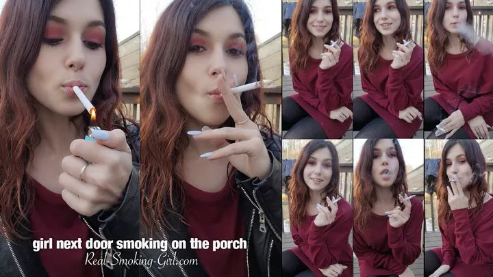 Girl Next Door Smokes on the Porch