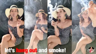 Hanging Out and Smoking in a Super Short Dress