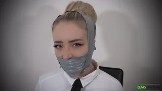 Aubrey - Heavy Silver PVC Tape Gag