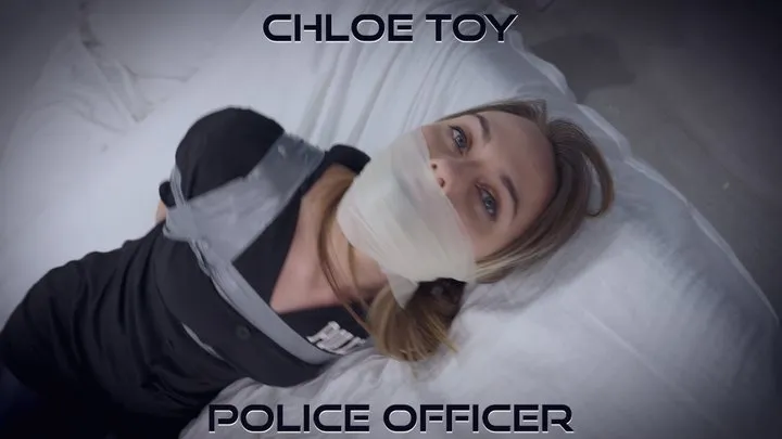 Chloe - Police Officer in Bondage Trouble Uniform, Shiny Legging, Tape Bondage, Duct Tape Wrap Gag, Microfoam Wrap gag, OTN gag, Bound Gagged, DID Tape Bondage )