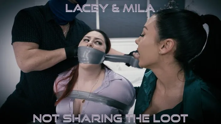 Lacey and; Mila - The Double Triple Cross After the Heist Alt ( BBW Bondage FF Bondage, Duct Tape Wrap Gag, Tape Bondage, Tegaderm Clear Tape Gag, OTM bandana Gag, Neck Tie, Microfoam Cleave Gag )