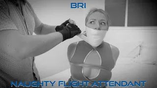 Bri - Flight Attendant Missing Her Flight Alt ( Tape Gagged, Tape Bondage, Cleave Wrap Gag, Clear Tape Wrap, OTN gag, Hogtie )